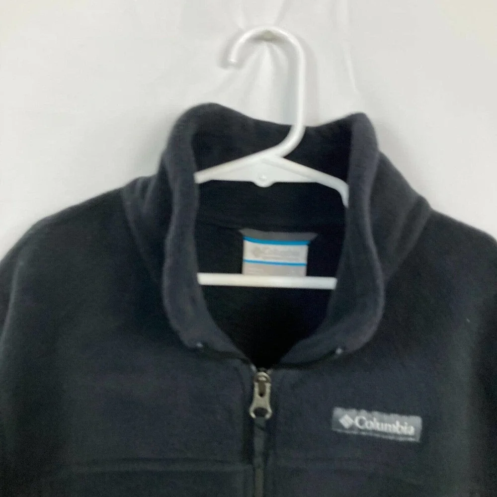 Columbia Jacket Boys Sz L‎ 14 16 Black Fleece Full Zip Collared Logo Pockets